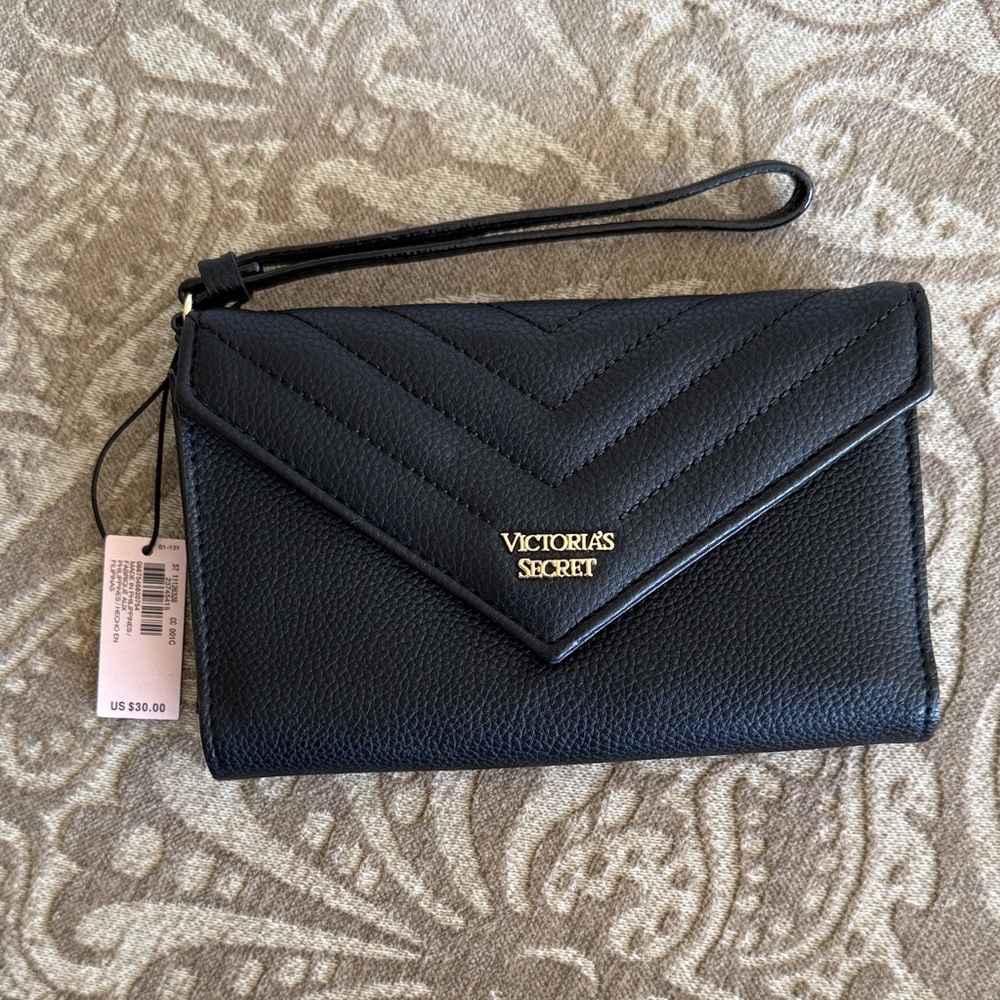 Victoria's Secret Black Chevron Wristlet